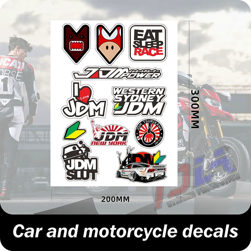 Подходят для персонализированной анимации JDM, наклейки для украшения кузова автомобиля, наклейки для украшения мотоцикла, модные декоративные наклейки в стиле мультфильм
