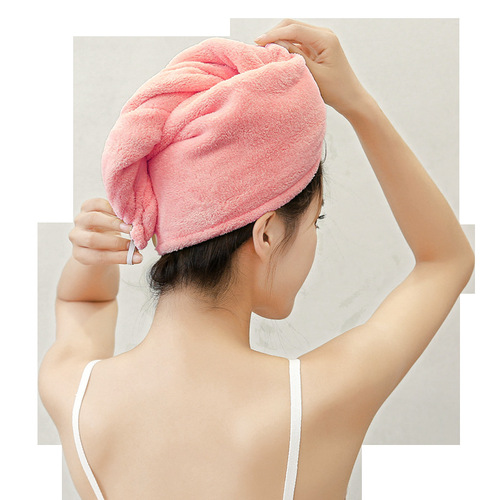 Coral Fleece Dry Hair Cap for Women, Absorbent, Quick-Drying, Lint-Free, Soft on Skin—Thickened Bath Cap for Adults