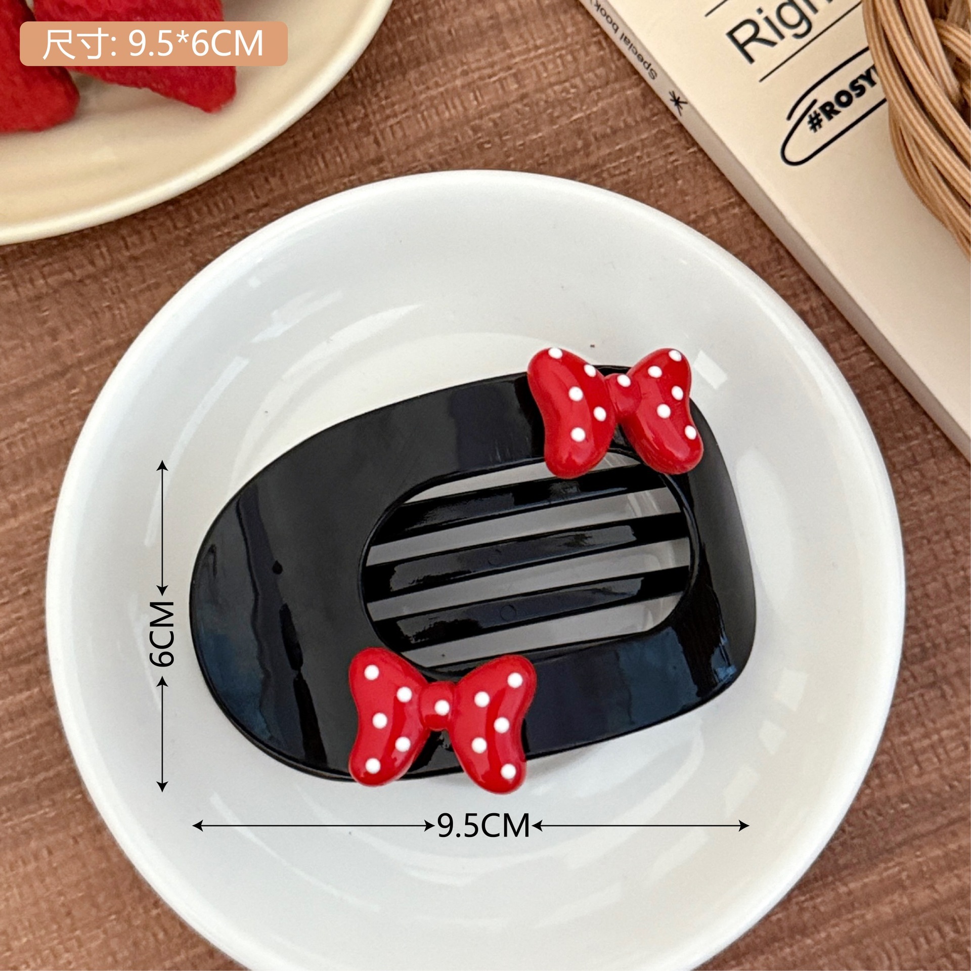 El estilo francés de alto nivel vino rojo ondulado punto tiburón clips niñas corazón pequeño clips de pelo dulce clips de pelo detrás de la cabeza clips de agarre