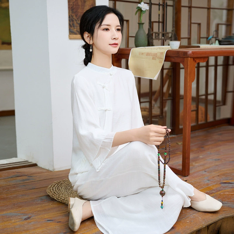 2025 весна и лето новый ретро национальный стиль хлопка и льна медитация