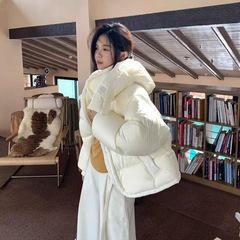 彧言 短款连帽羽绒服2025冬季新款面包廓形休闲轻柔保暖泡芙外套