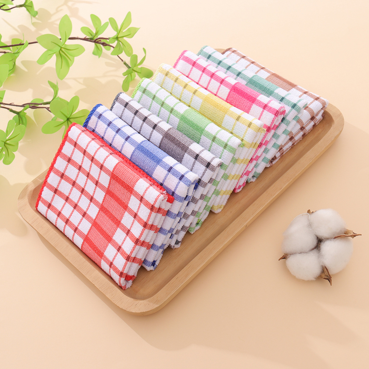 Toallas de té de cocina a cuadrícula al por mayor toallas de cocina absorbentes transfronterizas toallas suaves toallas waffle etiquetas de envío image 4