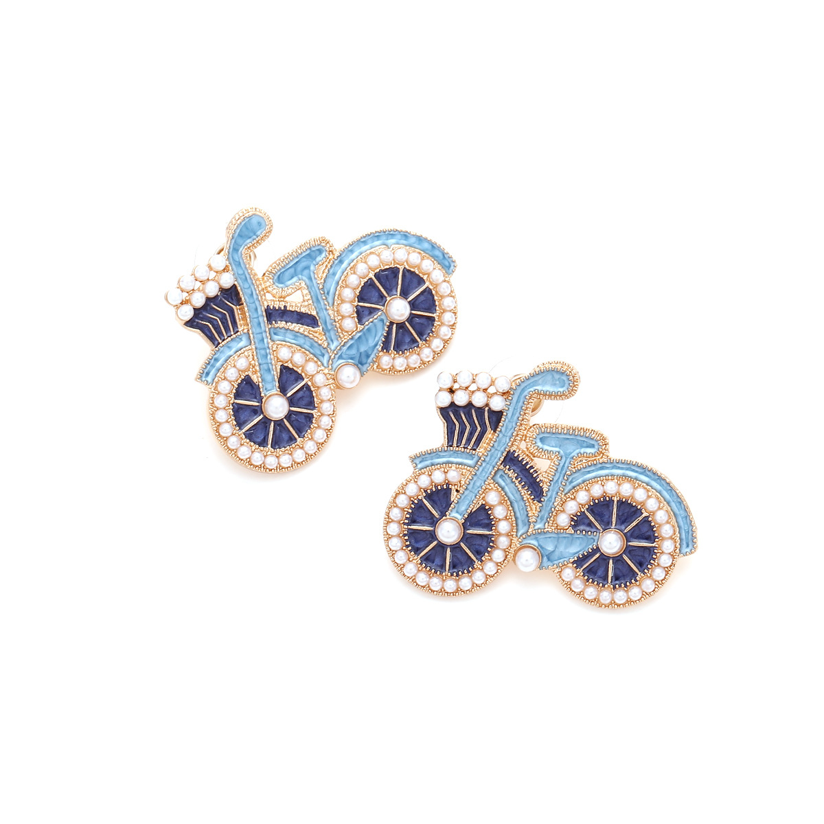 IG Style Bicycle Alloy Enamel Inlay Artificial Pearls Women's Ear Studs 1 Pair display picture 13