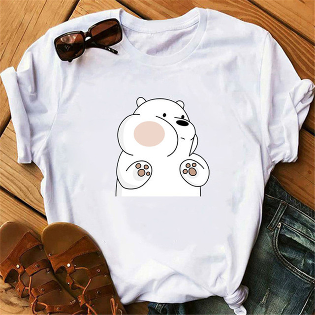 B6 2024 Three Bears Printed T-shirt for Female Students Loose and Slim Girl Women's Trendy Large_voghion.com