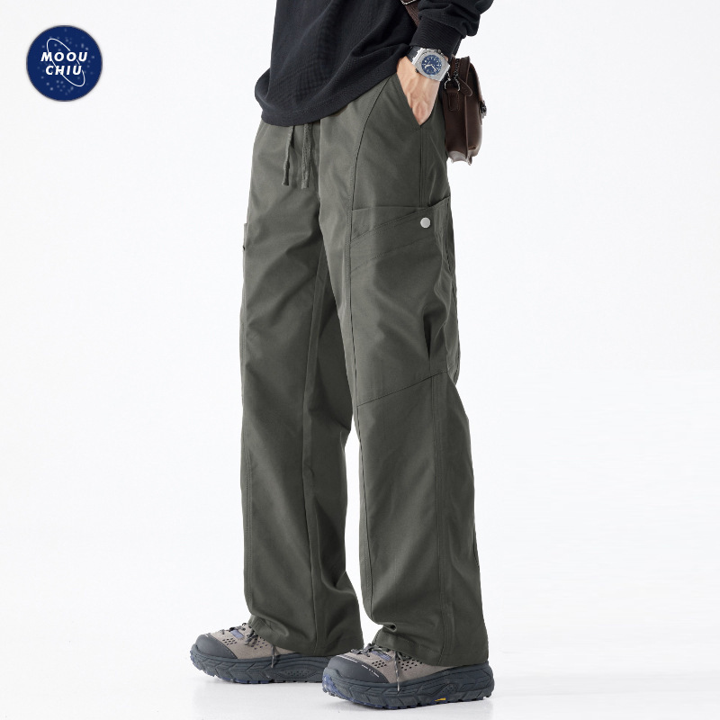Muqiu Men's Wear ∠ Fashion Brand American Style Outdoor Overalls Men's Functional Loose Straight High Street Wide Leg Charge Casual Pants