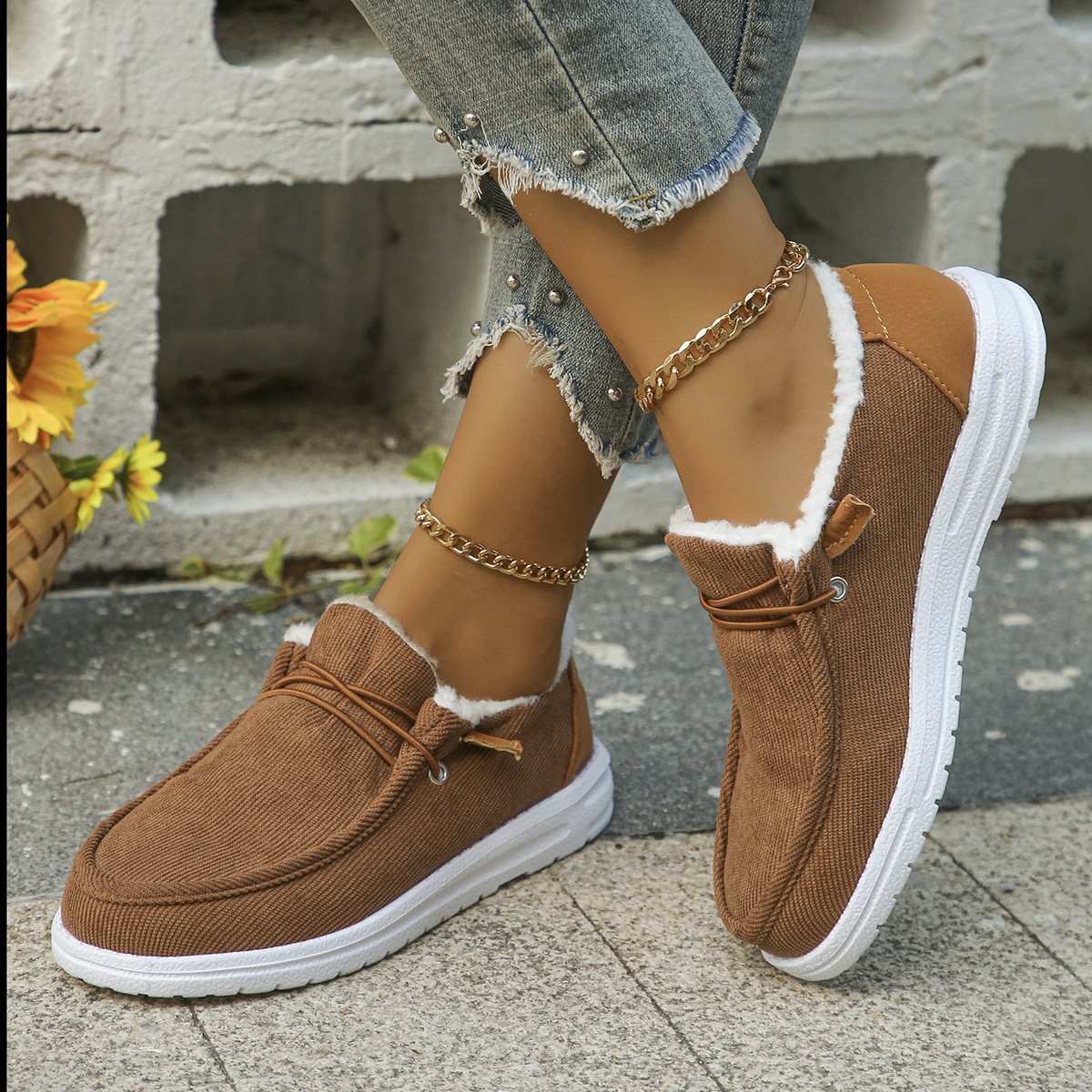 New thick soled snow boots for women plus fleece thickened woolen warm large size stitched cotton shoes_voghion.com