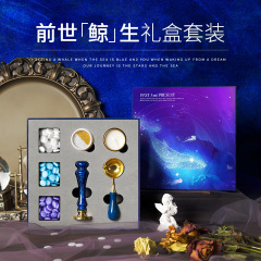 一件代發 穗迪思火漆套裝 藍色鯨魚禮盒蠟粒印章章頭全套批發
