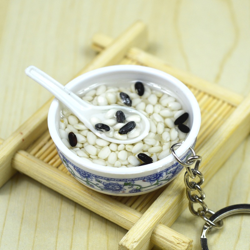 Mini cocina para niños comida y juego simulación pequeño tazón fideos llavero divertido simulación comida juguete regalo del estudiante