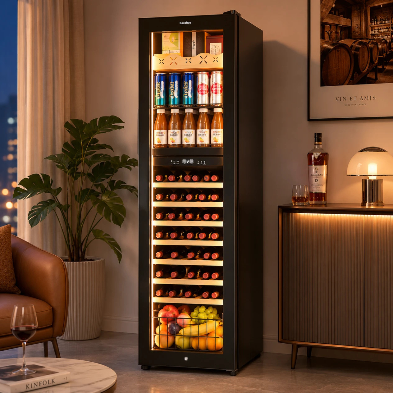 Baxx wine cabinet, constant temperature cabinet, built-in dual-temperature refrigerated cabinet, air-cooled, frost-free, beverage preservation cabinet, YC208
