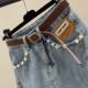 Denim Skirt Women's Summer Thin 2025 New High Waist A- Line Mid-Length Design Sense Split Hip Skirt