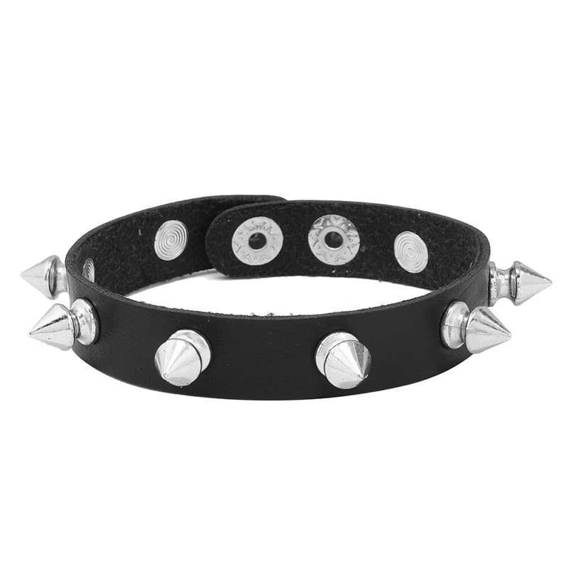 Punk Geometric Pu Leather Plating Rivet Unisex Bangle 1 Set display picture 3