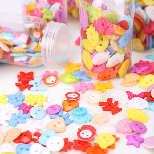 Factory direct sales, colorful mixed cartoon resin buttons, kindergarten stickers, children's plastic buttons, round