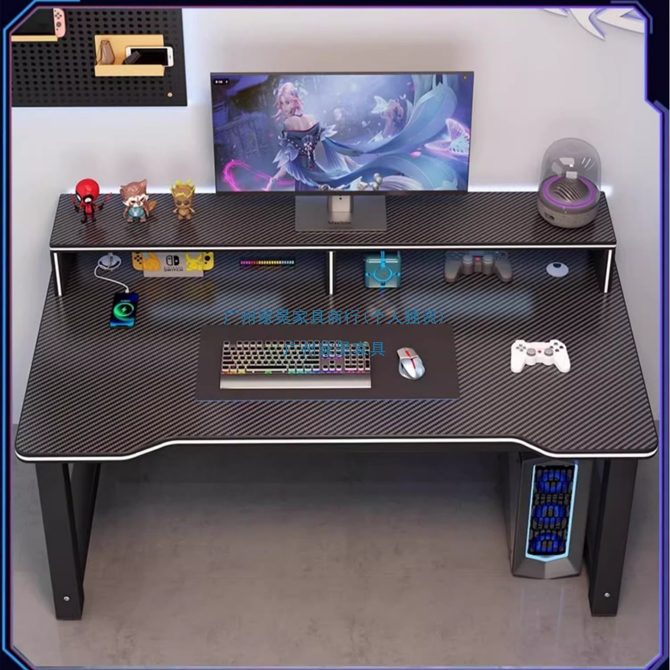 Computer Desk Bedroom Home Carbon Fiber Double-Layer Desktop E-Sports Table Simple Wall-Mounted Integrated Desk Study Desk