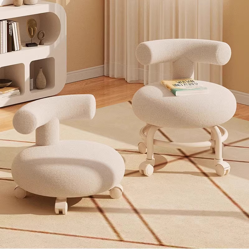 Cordero polea universal rueda pequeña taburete respaldo banquete pequeño para niños banquete redondo móvil simple y moderno silencioso