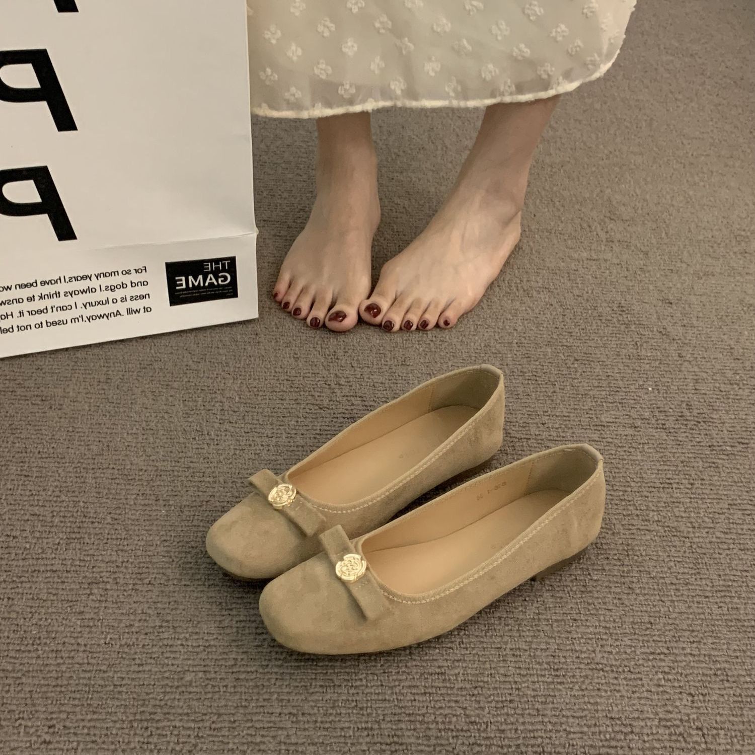 Zapatos de cama de cabeza cuadrada no fatigados 2026 suaves zapatos de noche de un pie con suela suave zapatos casuales para mujeres