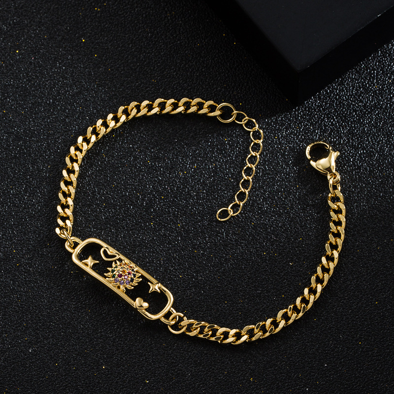 Fashion New Copper-plated Real Gold Micro-encrusted Zircon Heart Smiley Bracelet display picture 4