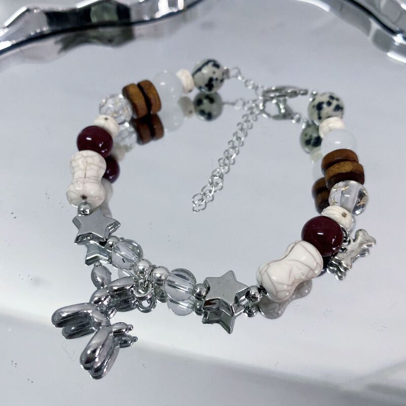 New Puppy Bones Bracelet for Women Simple All-match Niche Girls' Heart Beaded Girlfriend Gift for Girlfriend