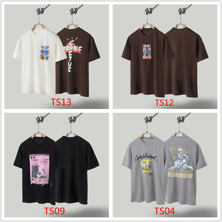 Spring and Summer Travis Trend New Foam Letter Peripheral Cooperation Loose Short-sleeved Men's and Women's Hip-hop Four T-shirts
