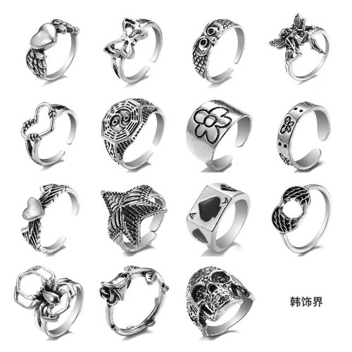 Vintage Cast Ring with Rustic Knuckle Joint Design, Personality Punk Style Band