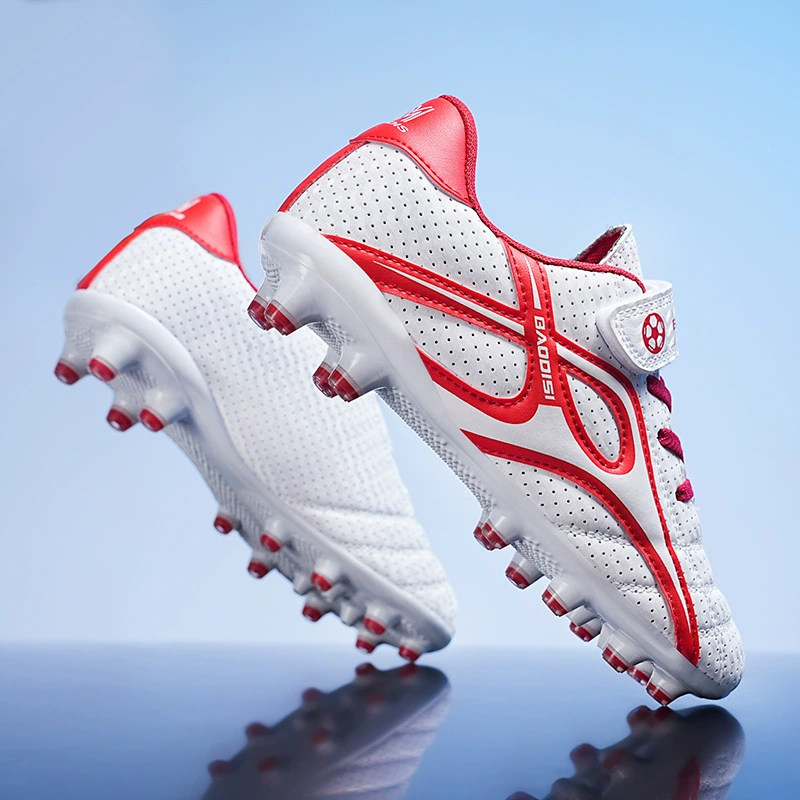 Дышащие отверстия Волшебная наклейка Детская футбольная обувь Длинные шипы сломанные шипы Детская обувь для мальчиков и девочек Спортивная спортивная обувь для учащихся начальной школы