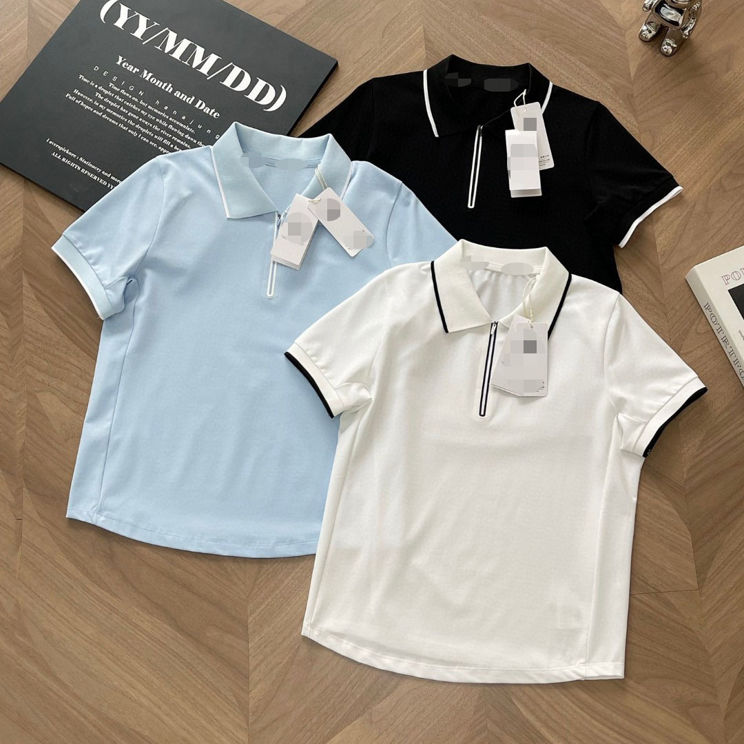 2026 Summer New D Brand Short-Sleeve T-Shirt Women's Polo Shirt Sporty Half Zipper Slim Fit Versatile Top Trendy
