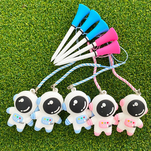 Golf ball nail plastic ball tee 83mm spaceman cartoon pattern handmade rope anti-lost ball seat ornaments