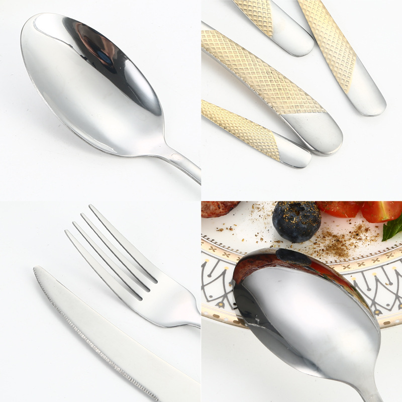 Productos transfronterizos de Amazon vajilla de acero inoxidable 16/20/24 piezas Star Diamond caja de regalo de cuatro piezas cuchillo, tenedor y cuchara traje