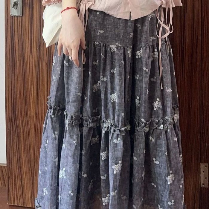 秋季新款温柔时尚花边衬衫衬衣女韩系设计感宽松半身裙两件套|undefined