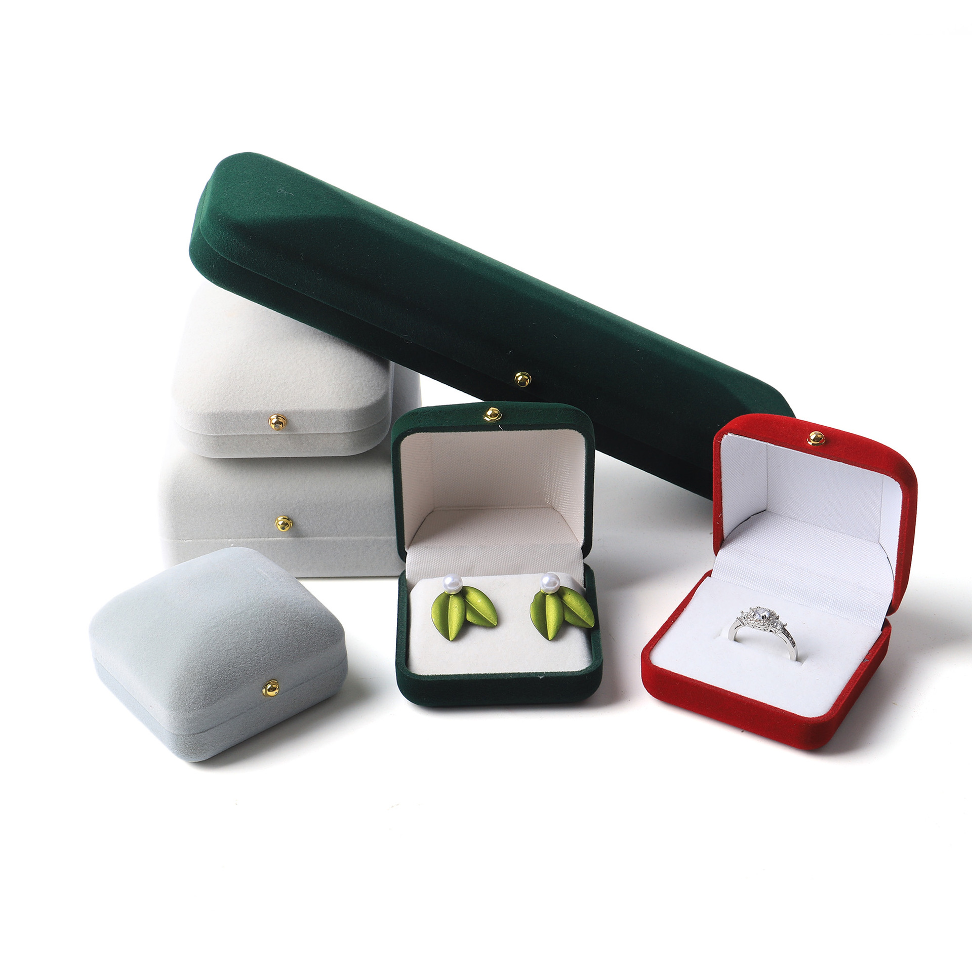 ゴールデンバックルベルベットジュエリーボックスイヤリングボックスネックレスボックスリングボックスイヤリングボックスベルベットジュエリー包装ボックスイヤリングボックス