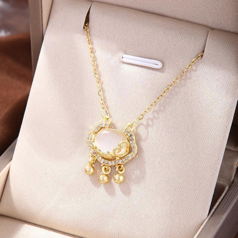 国风设计吉祥如意锁项链女百搭高级感轻奢钛钢不掉色锁骨链配饰品