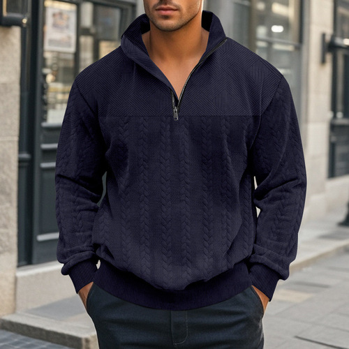 Men's Semi-Zip Hooded Sweatshirt - New Autumn Style, Loose Fit, Large Size, Stand-Up Collar, Long Sleeve - Best Selling on TEMU