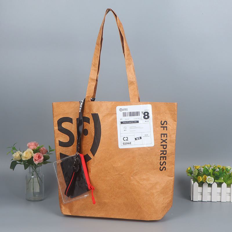 杜邦纸袋可以印logo牛皮纸袋拼接文创防水耐撕纸袋子杜邦纸手提袋