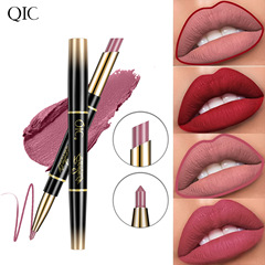 QIC Qi Ni Cai 双頭口紅ペン防水非除去メイクアップ長期的なカラーツーインワン細管口紅リップライナー