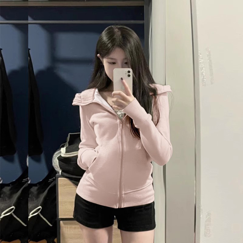 山东即墨卫衣上衣女韩版巨好看2025新款连帽小个子显瘦外套女秋|undefined