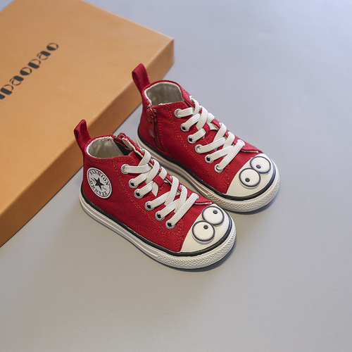  spring replica children's canvas shoes high-top boys and girls soft-soled white shoes toddler shoes dropshipping