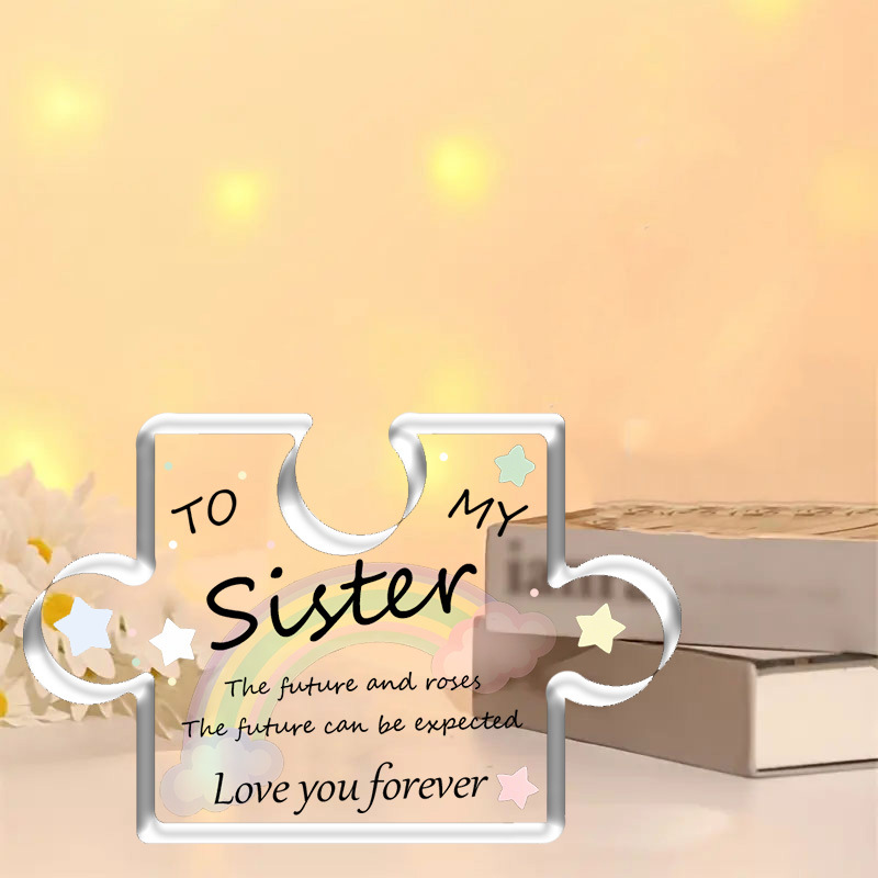 姐妹送给姐妹的2D平面亚克力装饰品 - 独特的姐妹祝福亚克力拼图