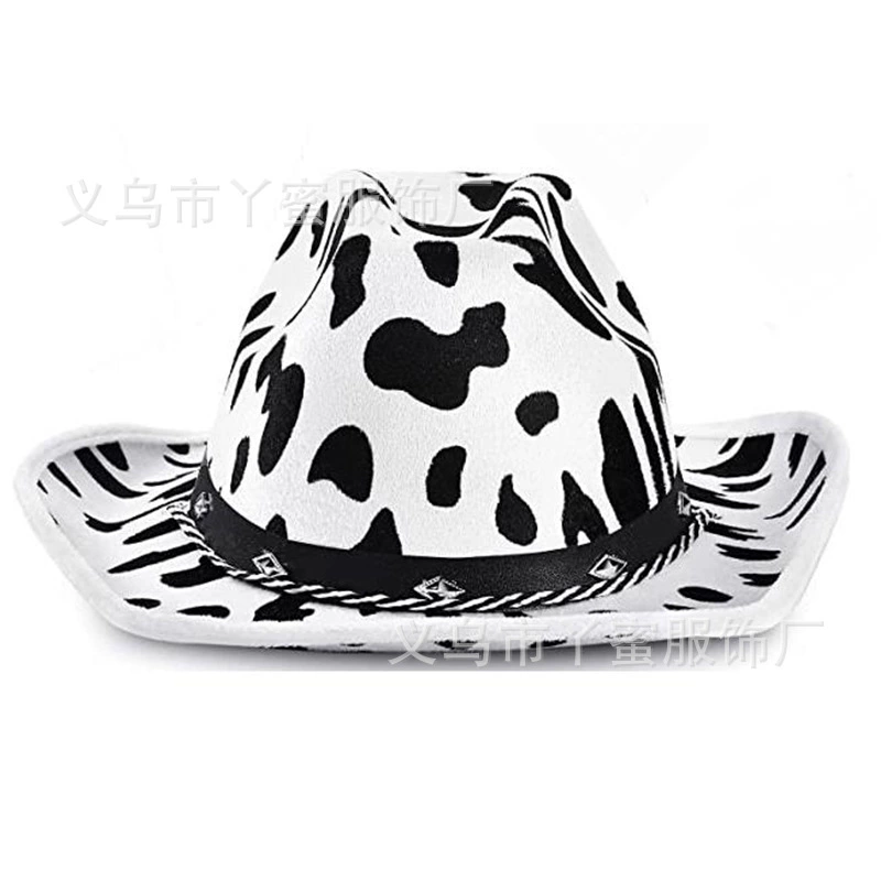 Черно-белая фетровая шляпа с заклепками в виде коровы, шляпа с рисунком коровы, производитель Amazon