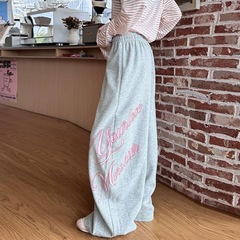 美式复古松弛感字母印花运动卫裤女秋季宽松阔腿裤爵士舞休闲长裤