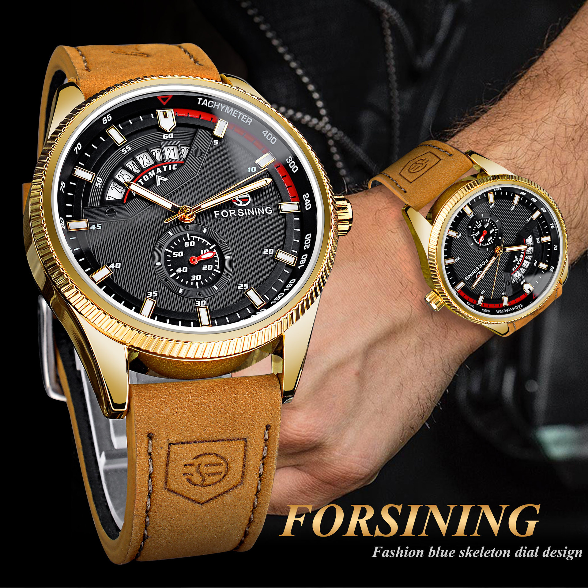 Forsing fully automatic mechanical watch, luminous, fashionable and casual men's watch with calendar new style_voghion.com