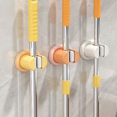 Cross-border hole-free telescopic mop holder with strong adhesive plastic bathroom mop hook multi-function wall mount holder