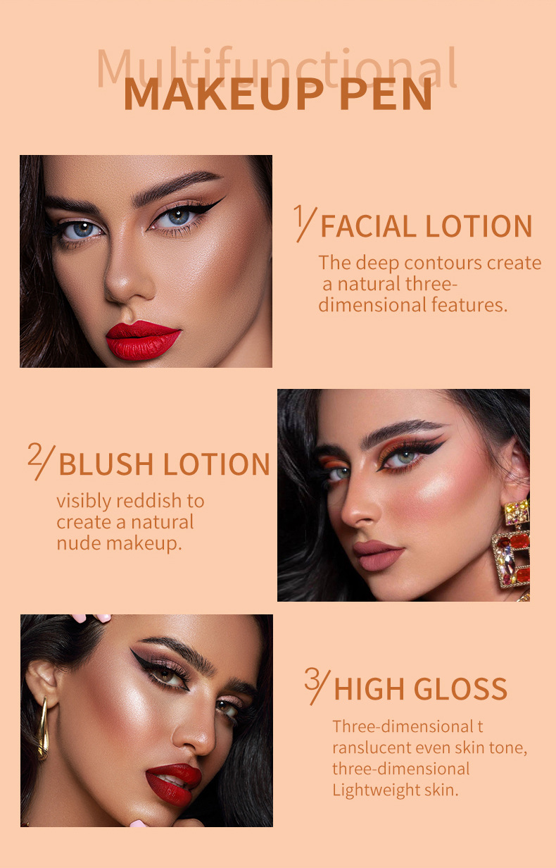 VIBELY Multi-functional Highlighter Contour Brightening Shadow Stick Waterproof Blush Stick Three-dimensional Nose Shadow Cross-border Makeup undefined