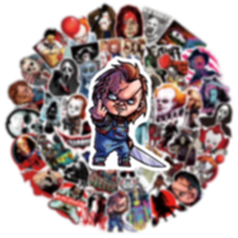 50 horror movie stickers thriller cross-border cartoon personalized guitar graffiti luggage waterproof stickers 50 horror movie stickers thriller cross-border cartoon personalized guitar graffiti luggage waterproof stickers