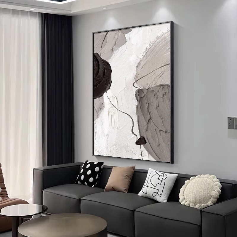 黑白抽象装饰画客厅沙发背景墙大幅落地画现代简约入户玄关挂画