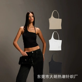 SMFK幻影海妖混合吊带针织修身不对称肩带上衣