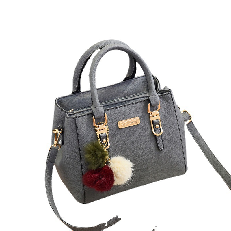 Women's Single Shoulder Handbag With Pom-pom And Double Layer_voghion.com