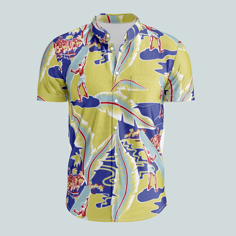 3D Printed Hawaiian Shirt Beach Loose Men's Sublimation Christmas Digital Printed Beach Shirt for Men