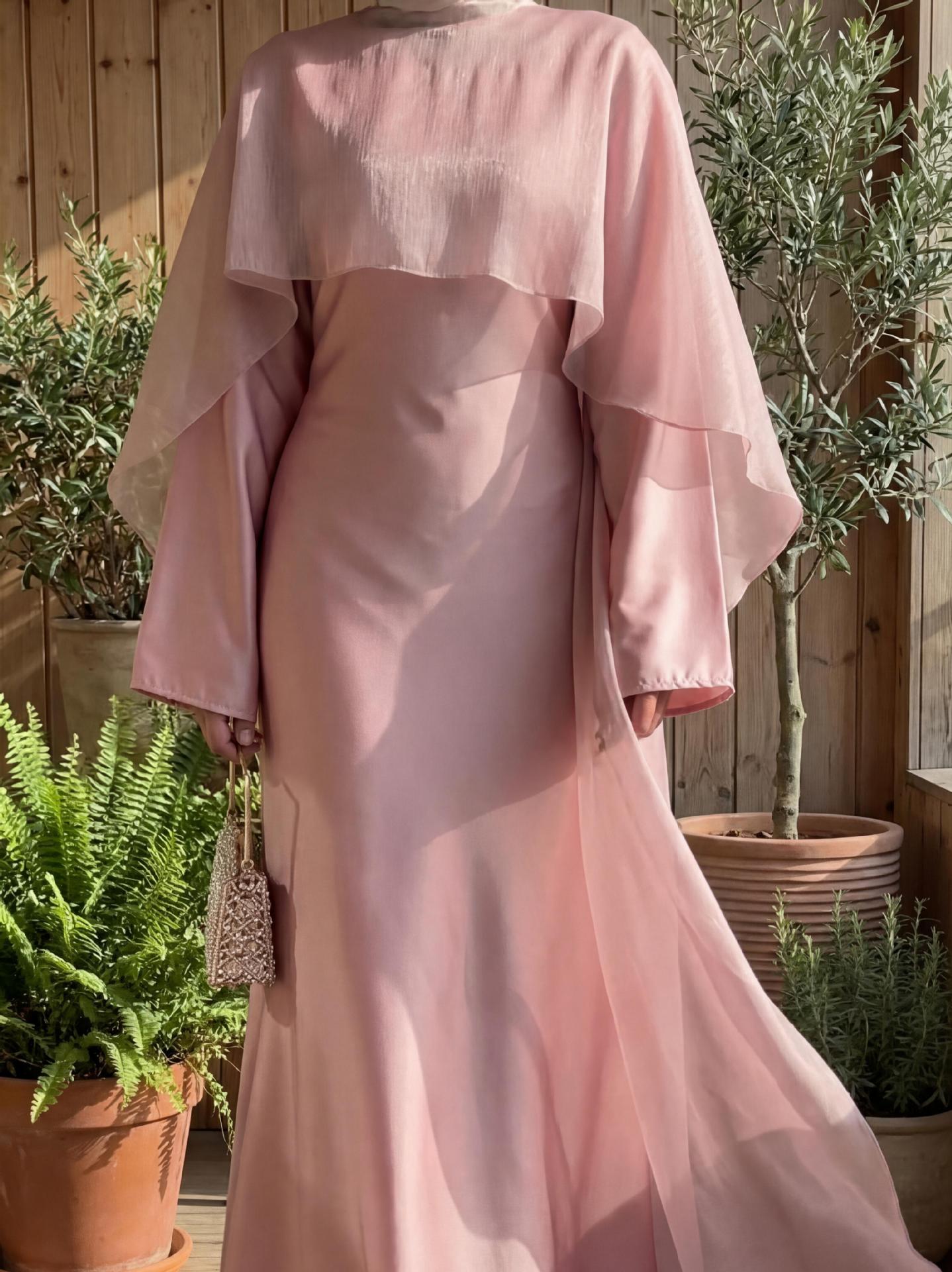 Elegant Long Sleeve Maxi Dress for Women Tie-Waist Casual Formal Muslim-Friendly Attire Elegant Modest Flowy_ecoleips.com