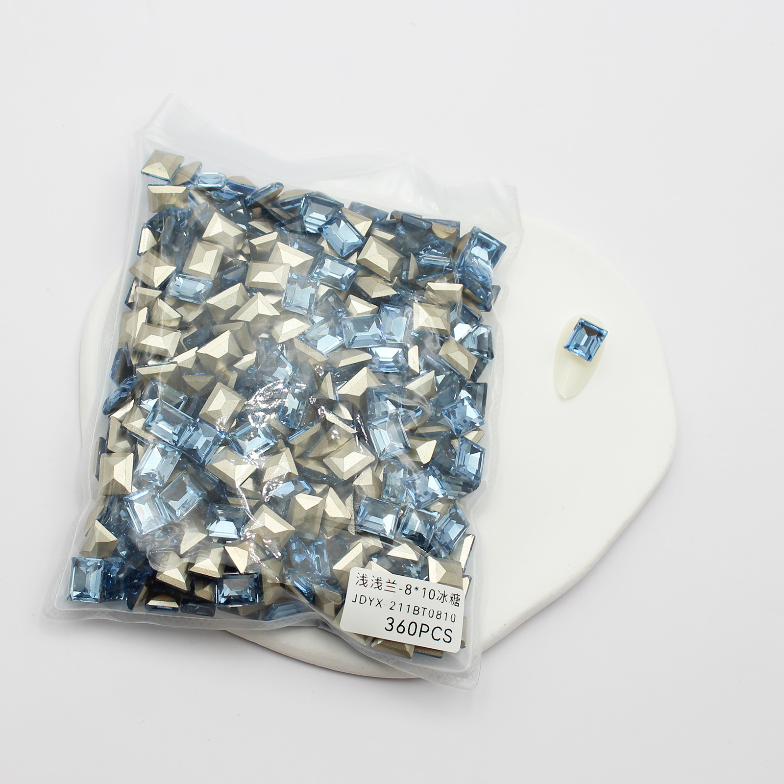 Wholesale whole pack 360 elegant blue pointed special-shaped diamond Horse Eye Diamond light blue cross-border nail jewelry