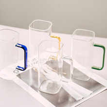 ins方形耐热玻璃杯带把创意早餐牛奶杯家用咖啡大容量泡茶杯水杯