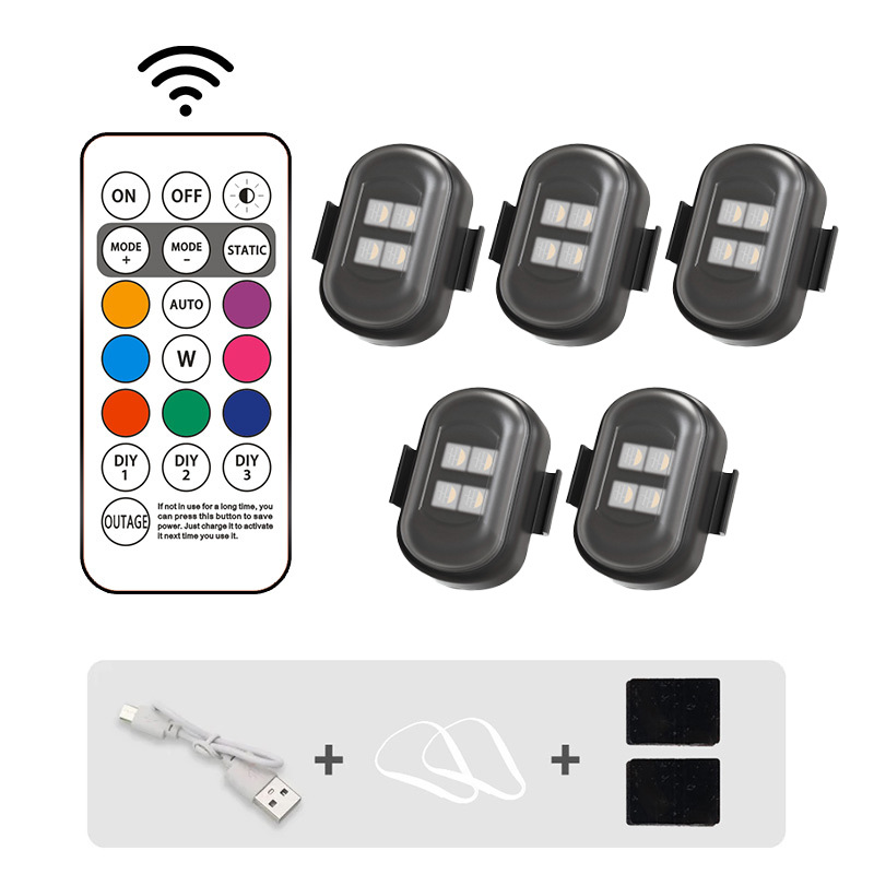 4 lámparas LED aeronaves luces de motocicleta UAV flash inalámbrico luz de advertencia de control remoto luz de crucero